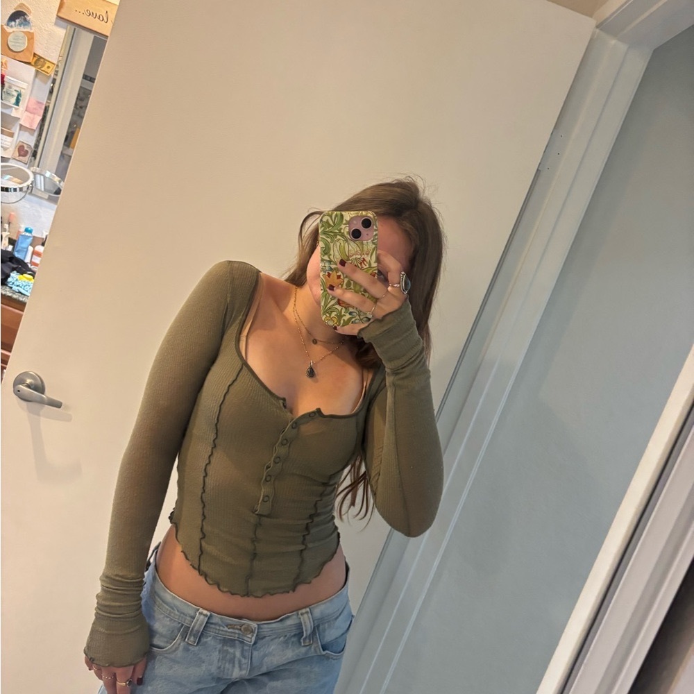 Out from under/ Urban outfitters Olive Green Long Sleeve Bodysuit